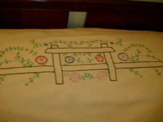 Vintage Southern Belle Hand Embroidered Summer Bedspread Coverlet Cotton 86 x 67 7