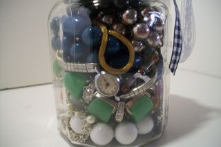 Jewelry Mystery Jar,  Costume Jewelry,  Vintage,  Watches,  Wax,  Earrings Set 3