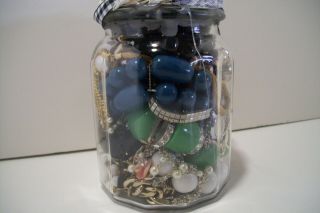 Jewelry Mystery Jar,  Costume Jewelry,  Vintage,  Watches,  Wax,  Earrings Set 5
