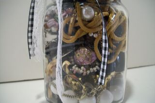 Jewelry Mystery Jar,  Costume Jewelry,  Vintage,  Watches,  Wax,  Earrings Set 7