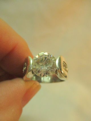 Vintage BLING Sterling Silver 925 Ring with HUGE CZs - 8.  6 Grams - Size 8 7