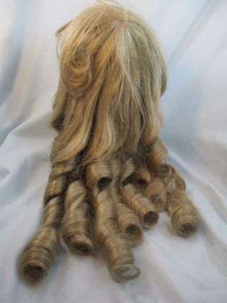 Vintage Doll Wig Monique Large Size Bisque Child Long Dark Blonde Curls