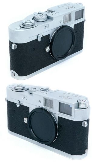 Leitz Leica M1 chrome body 1102288 with spool,  body cap and strap. 2