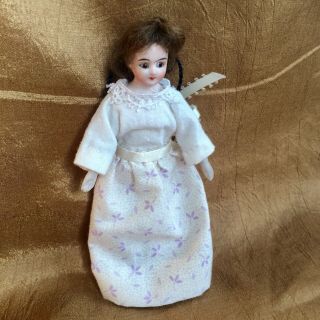 Antique Dollhouse Miniature Bisque Doll 5 1/2” Tall