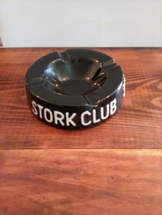 Vintage Mid Century Modern Black Ceramic Stork Club Ashtray York City Nyc