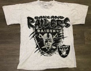 Vtg 90’s Oakland Raiders Ridddell Graphic T Shirt Size Medium