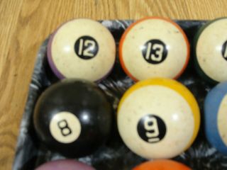 Vintage Billiard Pool Complete Ball Set Clay? Crazing or Small hairline crack 2