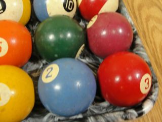 Vintage Billiard Pool Complete Ball Set Clay? Crazing or Small hairline crack 3
