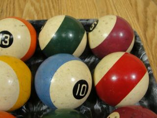 Vintage Billiard Pool Complete Ball Set Clay? Crazing or Small hairline crack 4