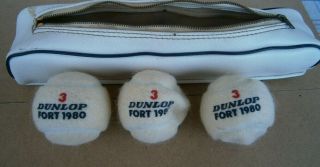 Vintage Collectibles White Bag Small For Tennis Balls 3 Dunlop Fort 1980