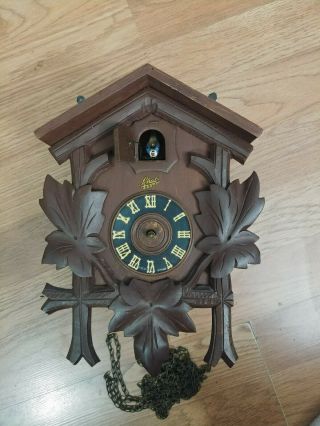 Vintage 8 Day Cuckoo Clock Schatz Germany Bird For Parts/repair