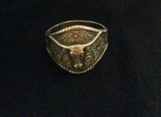 Vintage Handcrafted Western Style Sterling Silver Longhorn Ring Bell