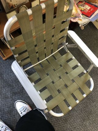 Vintage Aluminum Folding Lawn Patio Beach Webbed Chair 50 