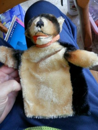 See Collectible Vintage " Steiff " ? Mohair Dog Hand Puppet - Nr/bo