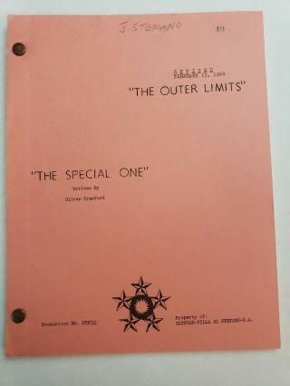 The Outer Limits / Oliver Crawford 1964 Tv Script,  Sci Fi " The Special One "