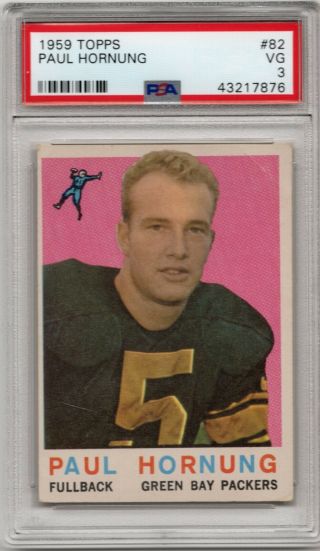 1959 Topps Football Packers Paul Hornung 82 Vintage Graded Psa 3 Very Good