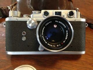1952 ' s Nicca 3 - S Range Finder Camera w/ Nikkor H C 5cm f2 lens from Japan 8