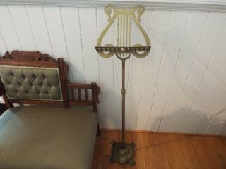 Vintage Brass Metal Music Stand Victorian Style Stand Height Adjustable