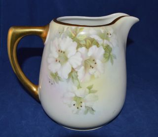 Vintage Royal Rudolstadt Prussia Pitcher - Pink and White Roses w Gold - Beauty 3