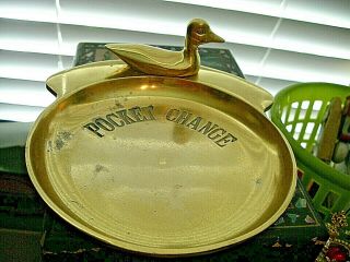 Vintage Solid Brass Pocket Change Tray With Duck On Top 20oz 5–7/8” X 5”