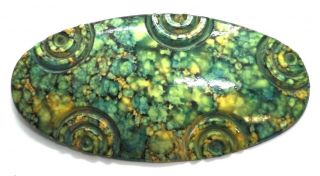 Brooch Carved Lucite Mid Century Modern Marbled Green Abstract Vintage Vtg Blue