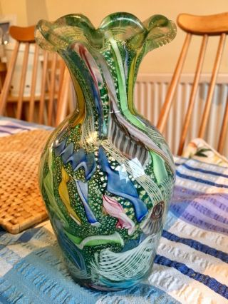 Vintage Murano Avem Art Glass Vase Ex