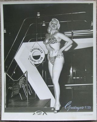 1959 Vintage Photo York Post " Cheesecake " Photo Of Jayne Mansfield In Bikini