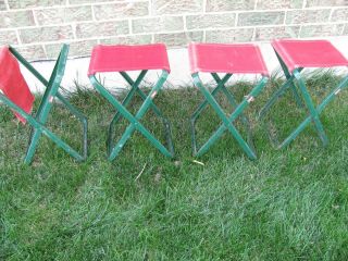 4 Vintage Coleman Portable Picnic Camping Folding Stools Stools Only