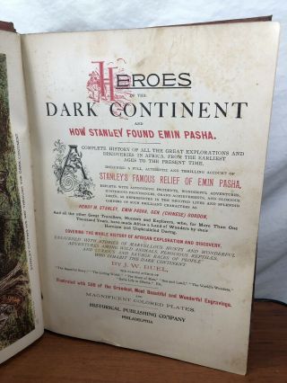 Vintage 1889 HEROES OF THE DARK CONTINENT Stanley Found Emin Pasha Antique Book 4