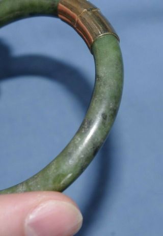 Fine Older Vintage Chinese Carved & Polished Jade Hinged Bangle - 38.  7 grammes 3