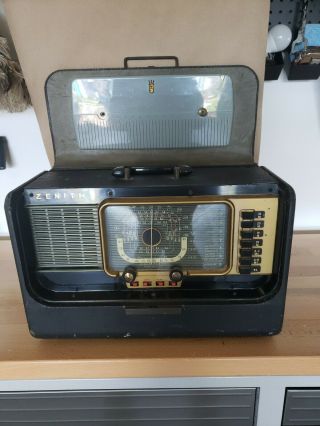 Vintage Zenith Trans - Oceanic Wavemagnet Tube Radio Sw Multi - Band Portable