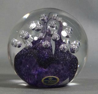Vtg Artcristal Bohemia Czech Sklo Handmade Crystal Purple Glass Paperweight Ball