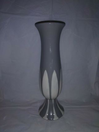 Vintage Rare Blue Mark 10 " Lenox Gray W/ White Leaves,  Art Deco Tall Vase