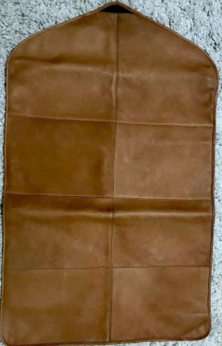 Vtg Leather Fold Over Garment Bag Zipper Pockets Travel Suit Carry On Bag Euc