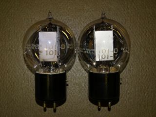Pair,  Western Electric 101D Tennis Ball Radio/Audio Tubes,  Strong on Amplitrex 3