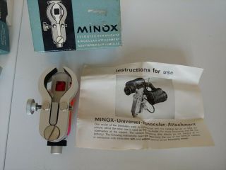 Minox C Camera,  ME - 1 Flash,  Binocular Attachment,  Tripod Accessory,  Right Angel Find 2