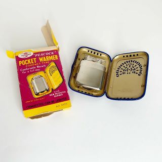 Vintage Compact Style Peacock Pocket Hand Warmer (and Lighter)