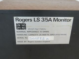 Rogers LS3/5A Gold Badge BBC Studio Monitor Speakers 7