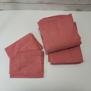 4pc Vtg Ralph Lauren Wendy Red/white Gingham Sheets Double Flat,  Fitted,  & Cases