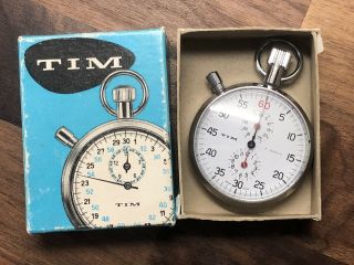 Boxed Vintage Pocket Stop Watch Timer - Tim Swiss Made 7 Jewels - Order
