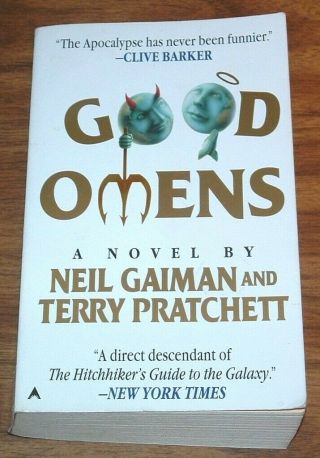 Terry Pratchett&neil Gaiman Good Omens Nfine Vintage 1996 Cover Agnes Nutter Pb