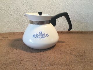 Vintage Corning Ware 6 Cup P - 104 Blue Cornflower Coffee Carafe Tea Pot With Lid