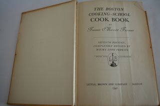THE BOSTON COOKING SCHOOL COOK BOOK,  FANNIE MERRITT FARMER,  1941 HC 5