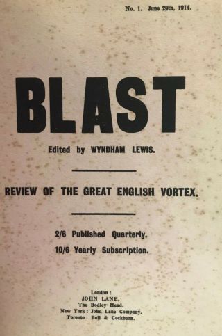 BLAST 1914 Wyndham Lewis Ezra Pound 1ST EDITION Vorticist Gaudier - Brzeska 2