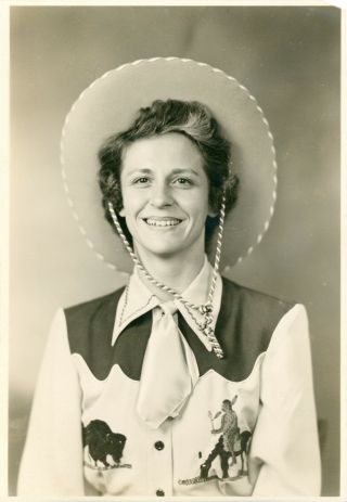 Vintage Snapshot Photo - Smiling Woman With Western Cowboy Clothes