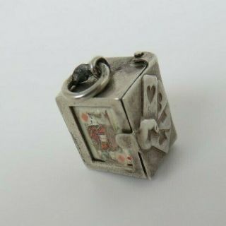 Rare Vintage Silver Deck Of Cards Charm/pendant From Old 1950s Charm Bracelet