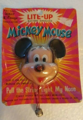 Vintage Disney Mickey Mouse Pull String Nose Light 1960/70 