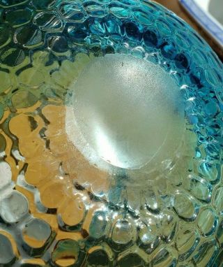 Vintage MCM Blenko Aqua Blue Honeycomb Owl Art Glass Vase Pitcher Bowl 6
