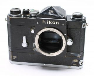 Black Nikon F Eye Level Pentaprism 35mm Slr Body 7114795 W/ Motor Drive