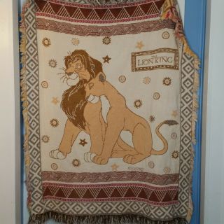 Vintage Lion King Blanket Throw Beacon Disney 90s Simba Nala Tapestry Flawed